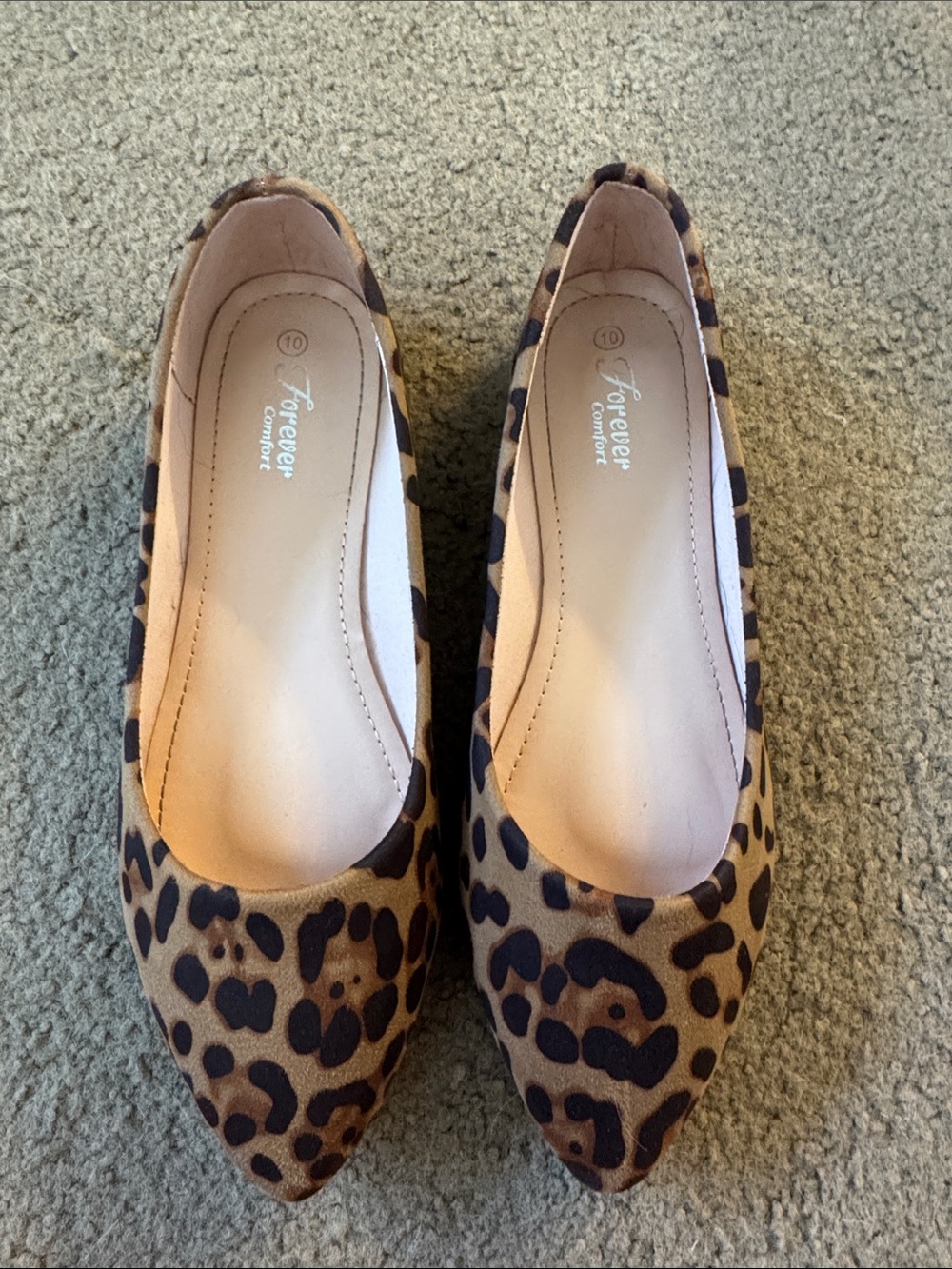 Leopard Print Pointed Toe Flats - Brown/Black
